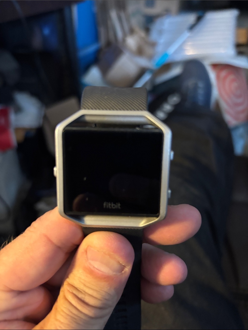 fitbit Blaze Watch with Black Band and Silver Bezel
